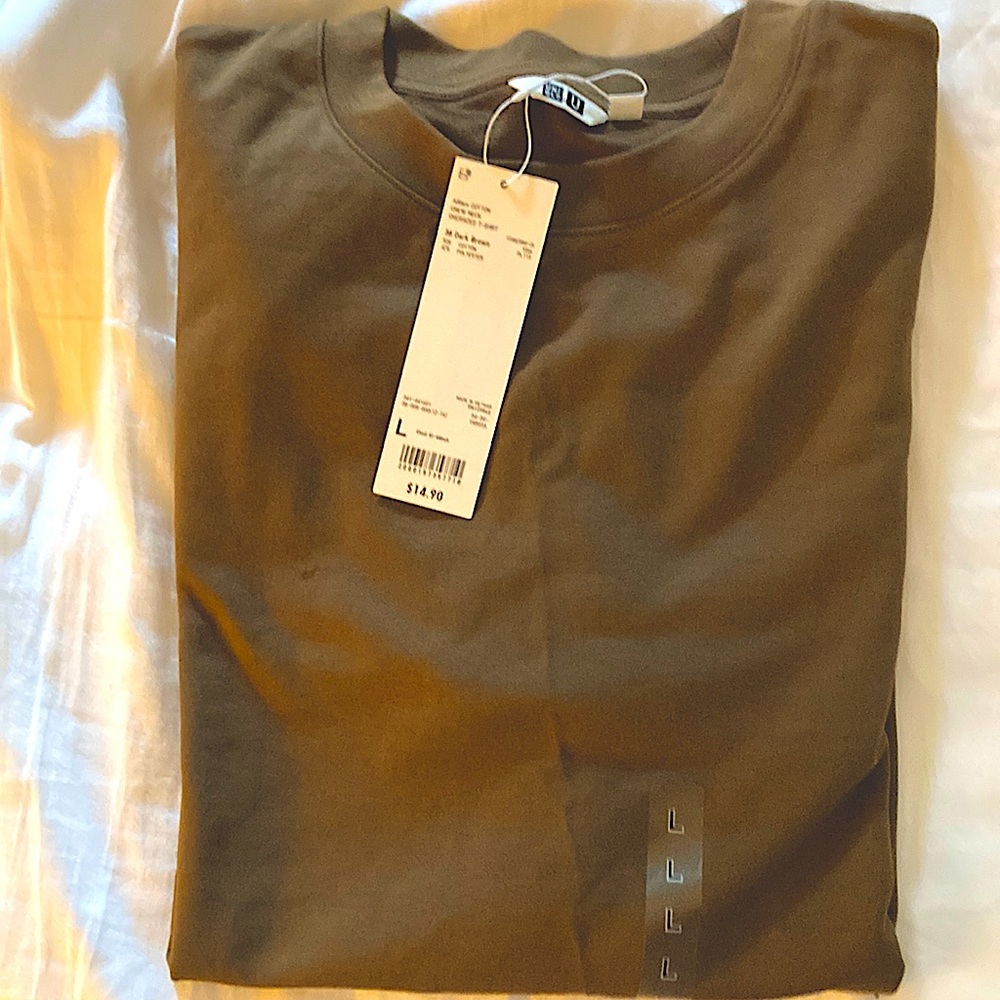 UNIQLO Mens’s Dark Brown Oversized Airism Cotton T-shirt NWT